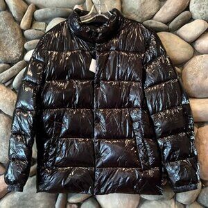 Black Calvin Klein High Gloss Puffer Jacket 7 Degree Warmth Factor Coat Size L